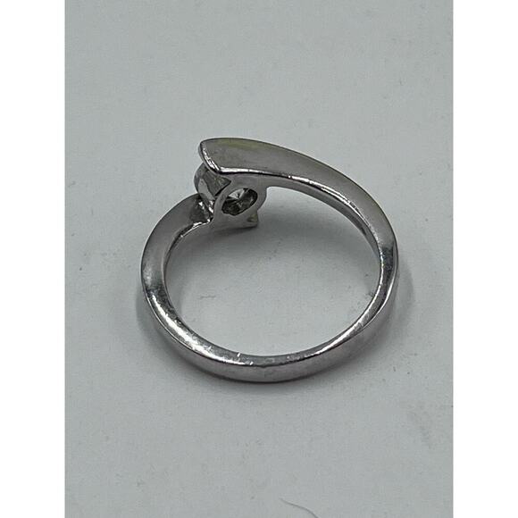 Sterling Silver 925 Rhodium Round Bezel CZ Solitaire Ring Sz 7.5 - Picture 12 of 13